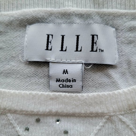 Elle Women's Embellished Diamond Stitch Sweater Soft Cotton Blend, Medium, - Picture 6 of 12